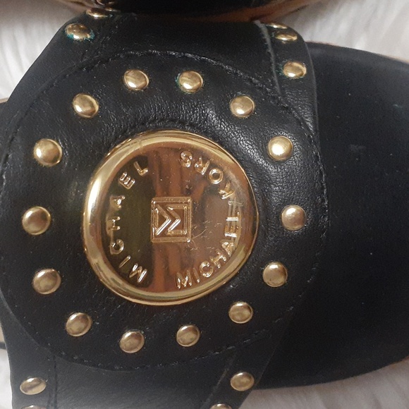 Michael Michael Kors Leather Black Bamboo Wedge Heels Size 8 - Picture 4 of 8